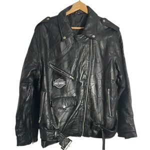 Black Harley Davidson Leather Bomber Jacket with Embroidered Crest